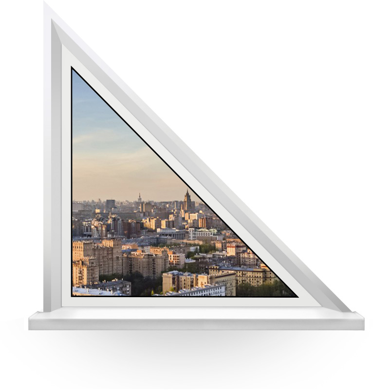 Треугольное окно, гипотенуза которого повторяет наклон крыши